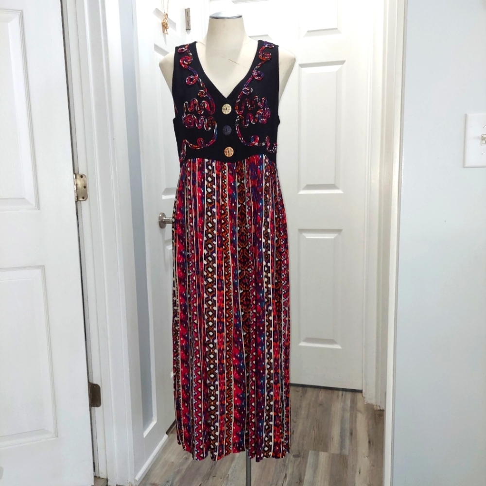 Jamie Brooke Dress multicolored sleeveless V-neck Size 8